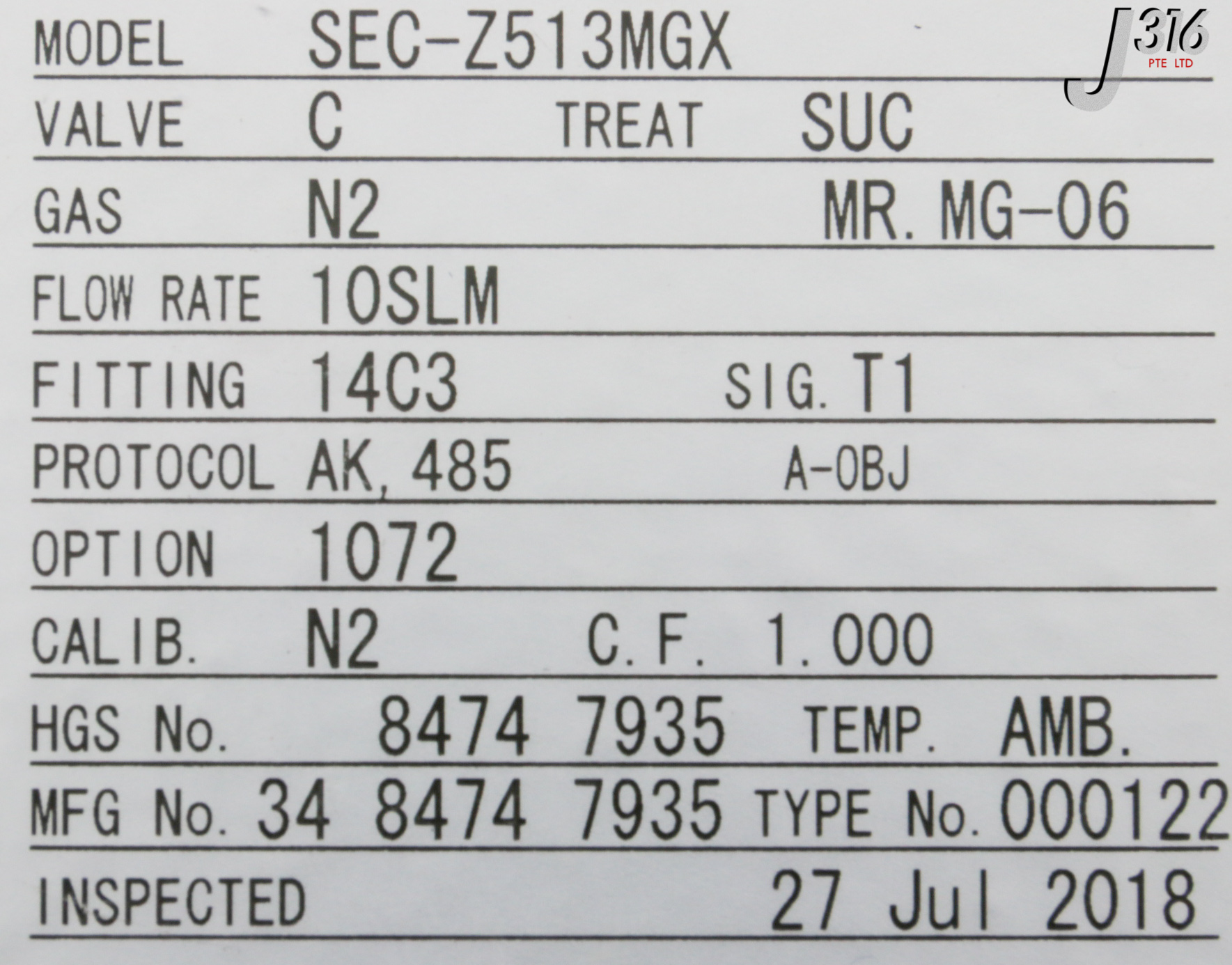 PAM様資料 6831 HORIBA-STEC MFC, Z500 SERIES SEC-Z513MGX – J316Gallery